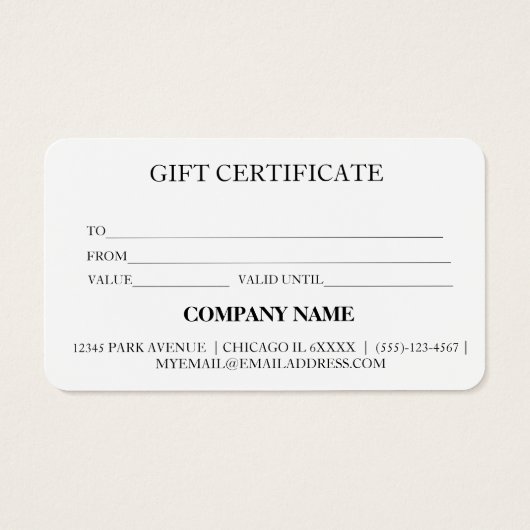 Eenvoudig & Modern Cadeaubon voor Zakelijk Gebruik Visitekaartje (Achterkant)