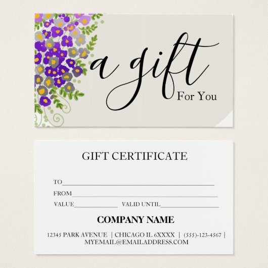 Eenvoudig & Modern Cadeaubon voor Zakelijk Gebruik Visitekaartje (Voorkant /achterkant)