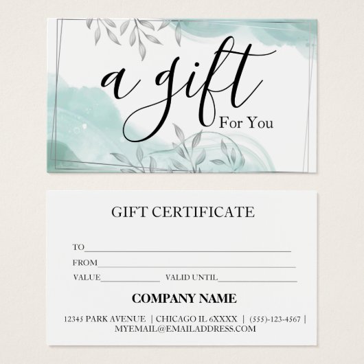 Eenvoudig & Modern Cadeaubon voor Zakelijk Gebruik Visitekaartje (Voorkant /achterkant)