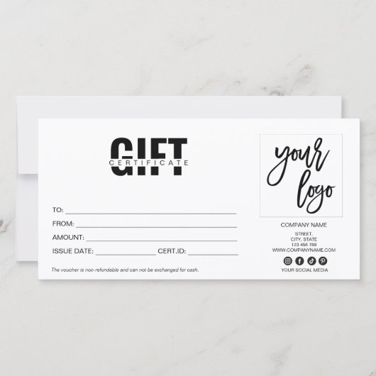 eenvoudig modern cadeaukaartcertificaat toevoegen  (Voorkant)