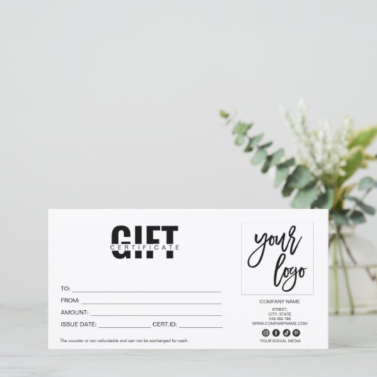 eenvoudig modern cadeaukaartcertificaat toevoegen  (Staand voorkant)