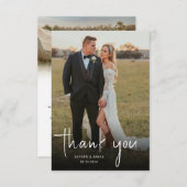 Eenvoudig modern calligrafiekscript bruiloft bedankkaart (Voorkant / Achterkant)