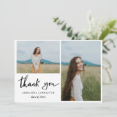 Eenvoudig modern Casual Afstuderen Dank u Bedankkaart (Staand voorkant)