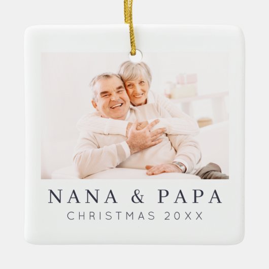 Eenvoudig modern Chic Custom Grandma Photo Holiday Keramisch Ornament (Voorkant)