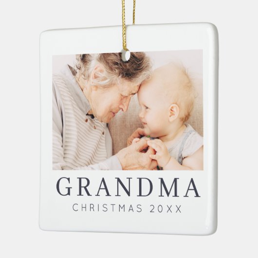 Eenvoudig modern Chic Custom Grandma Photo Holiday Keramisch Ornament (Links)