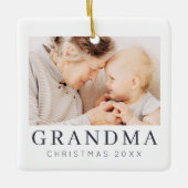 Eenvoudig modern Chic Custom Grandma Photo Holiday Keramisch Ornament (Voorkant)
