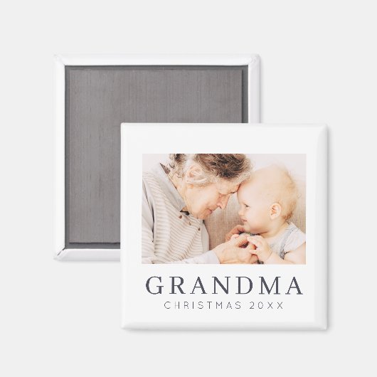 Eenvoudig modern Chic Custom Grandma Photo Holiday Magneet (Voorkant / Achterkant)