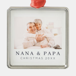 Eenvoudig modern Chic Custom Grandma Photo Holiday Metalen Ornament