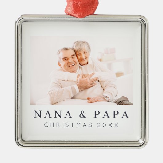 Eenvoudig modern Chic Custom Grandma Photo Holiday Metalen Ornament (Voorkant)