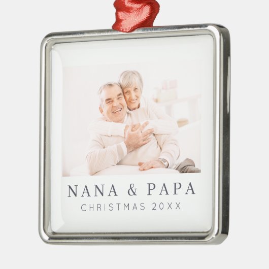 Eenvoudig modern Chic Custom Grandma Photo Holiday Metalen Ornament (Links)