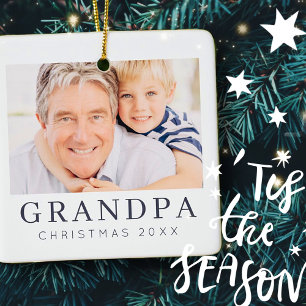 Eenvoudig modern Chic Custom Grandpa Photo Holiday Keramisch Ornament