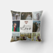 Eenvoudig Modern Chic Fotocollage Grid Love Heart Kussen (Achterkant)