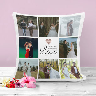 Eenvoudig Modern Chic Fotocollage Grid Love Heart Kussen