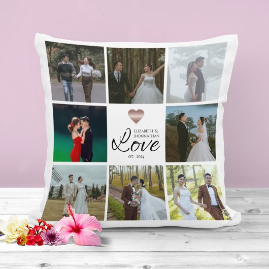 Eenvoudig Modern Chic Fotocollage Grid Love Heart Kussen