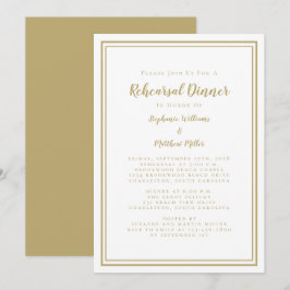 Eenvoudig modern Chic Gold Wedding Rehearsal Dinne Kaart