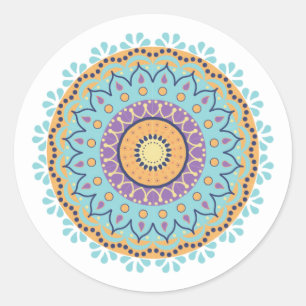 Eenvoudig modern Chic Mandala Blauwgroen Stijlvol Ronde Sticker