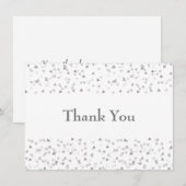 Eenvoudig Modern Chic Zilveren Hartjes Confetti Bedankkaart (Voorkant / Achterkant)