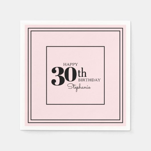 Eenvoudig modern chique 30e verjaardagsfeestje servet (Voorkant)