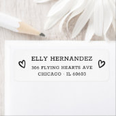 Eenvoudig modern chique hart zwart retouradres etiket (Insitu)