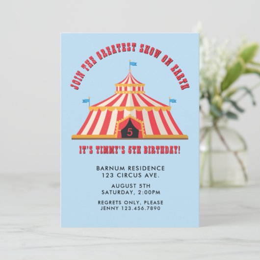 Eenvoudig Modern Circus Carnaval Verjaardagsfeest Kaart (Staand voorkant)