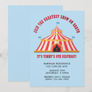Eenvoudig Modern Circus Carnaval Verjaardagsfeest Kaart