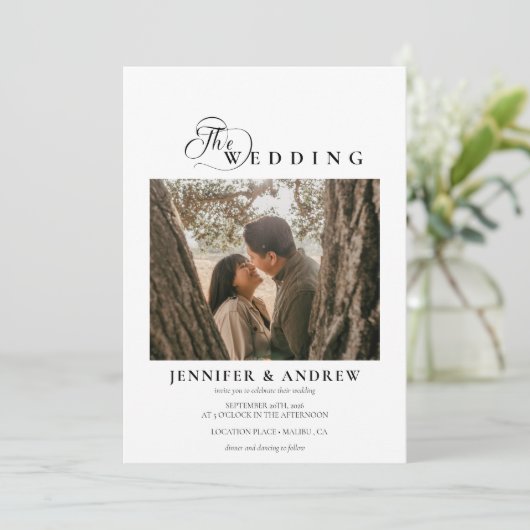 Eenvoudig Modern Classy | Foto Huwelijksuitnodigin Kaart (Staand voorkant)