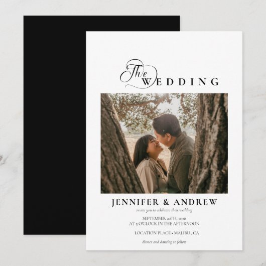 Eenvoudig Modern Classy | Foto Huwelijksuitnodigin Kaart (Voorkant / Achterkant)