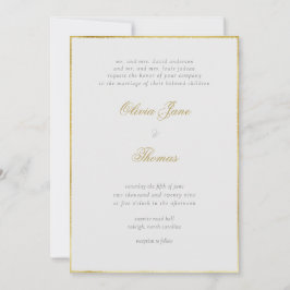 Eenvoudig modern Classy Gold Lijst Ivory Wedding Kaart