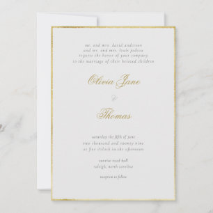 Eenvoudig modern Classy Gold Lijst Ivory Wedding Kaart