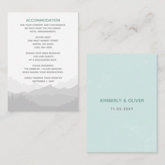 Eenvoudig modern Classy Mountain Wedding Informatiekaartje (Voorkant / Achterkant)