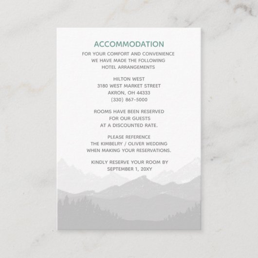 Eenvoudig modern Classy Mountain Wedding Informatiekaartje (Voorkant)