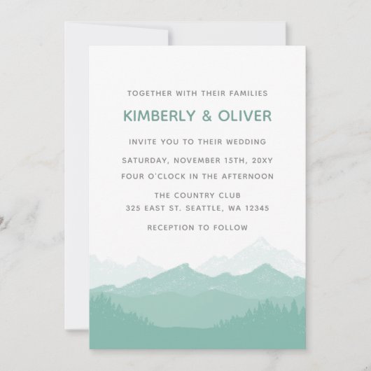 Eenvoudig modern Classy Mountain Wedding Kaart (Voorkant)