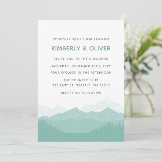 Eenvoudig modern Classy Mountain Wedding Kaart (Staand voorkant)