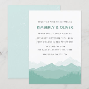 Eenvoudig modern Classy Mountain Wedding Kaart