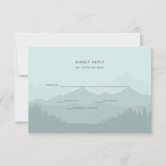 Eenvoudig modern Classy Mountain Wedding RSVP Kaartje (Voorkant)