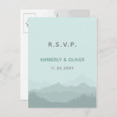 Eenvoudig modern Classy Mountain Wedding Uitnodiging Briefkaart (Voorkant / Achterkant)