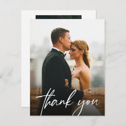 Eenvoudig Modern Custom 2 Trouwfoto's Middelgroot Bedankkaart (Voorkant / Achterkant)