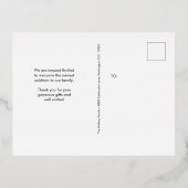 Eenvoudig Modern Custom Baby shower Foto bedankt Folie Uitnodiging Briefkaart (Achterkant)