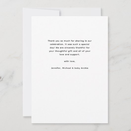 Eenvoudig Modern Custom Photo Baby shower Bedankt (Achterkant)