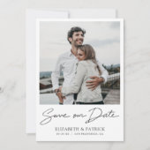 Eenvoudig Modern Custom Twee Foto Verloving Bruilo Save The Date (Voorkant)