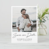 Eenvoudig Modern Custom Twee Foto Verloving Bruilo Save The Date (Staand voorkant)