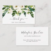 Eenvoudig Modern Dank je White Floral Elegant Visitekaartje (Voorkant / Achterkant)