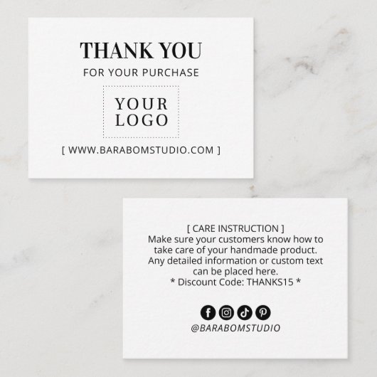 Eenvoudig Modern Dank u Business Logo Visitekaartje (Voorkant / Achterkant)