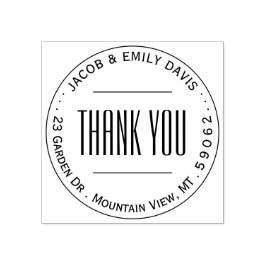 Eenvoudig Modern Dank u Rond Terugkeeradres Rubberstempel
