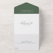 Eenvoudig Modern Dark Moss Green Wedding All In One Uitnodiging (Buitenkant)