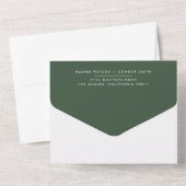 Eenvoudig Modern Dark Moss Green Wedding All In One Uitnodiging (Achterkant)