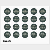 Eenvoudig Modern Dark Sage Green Vrolijk Kerstfees Ronde Sticker (Vel)