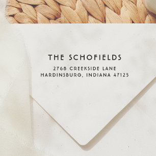 Eenvoudig modern Deco Font Familienaam Return-adre Zelfinktende Stempel