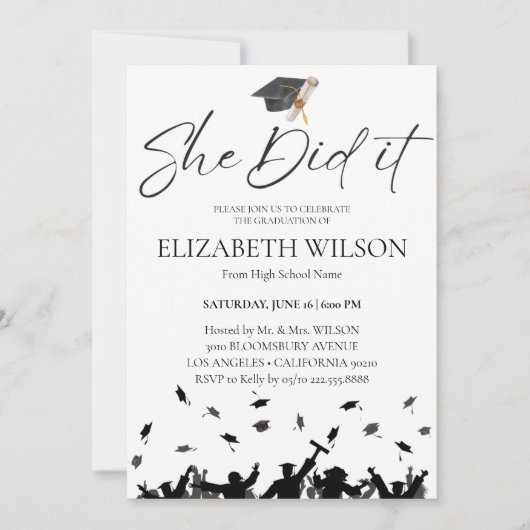 Eenvoudig modern deed ze het Afstuderen Kaart (Voorkant)