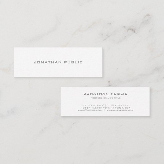 Eenvoudig modern design, wit minimalistisch ellega mini visitekaartje (Voorkant / Achterkant)